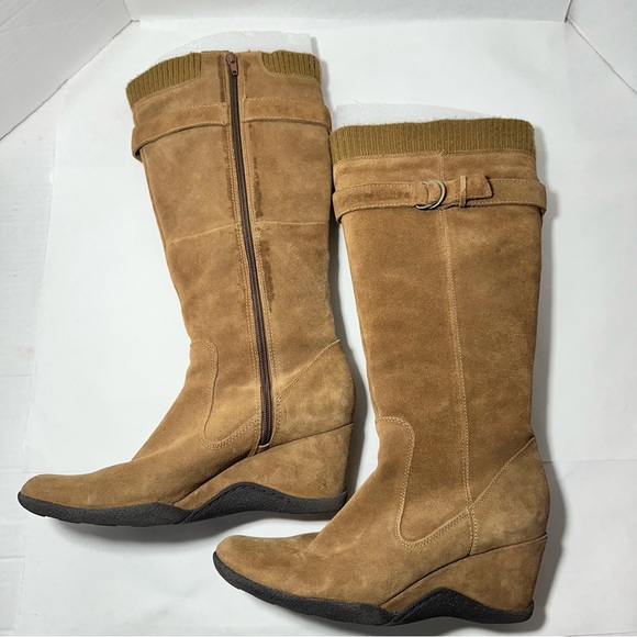 A.N.A | A New Approach Light Brown Tall Suede Wedge Boots | Size 10 - Picture 6 of 14